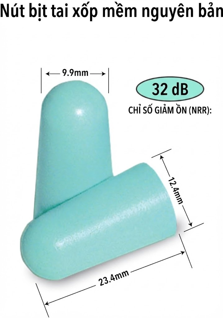 kích thước nút bịt tai chống ồn